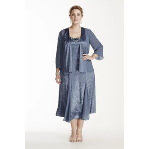 3/4 Sleeve Jacket Dress with Godets